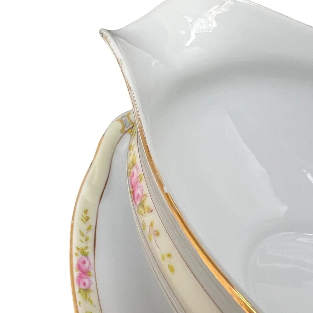 Gravy Boat Noritake Havana Underplate Floral Gold Trim China Vintage Kitchen